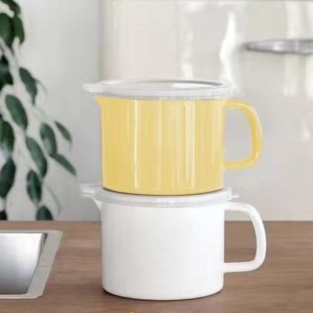 C Shape Handle Enamel Round Noodle Pot 0.5mm Thickness Diversion Port Type