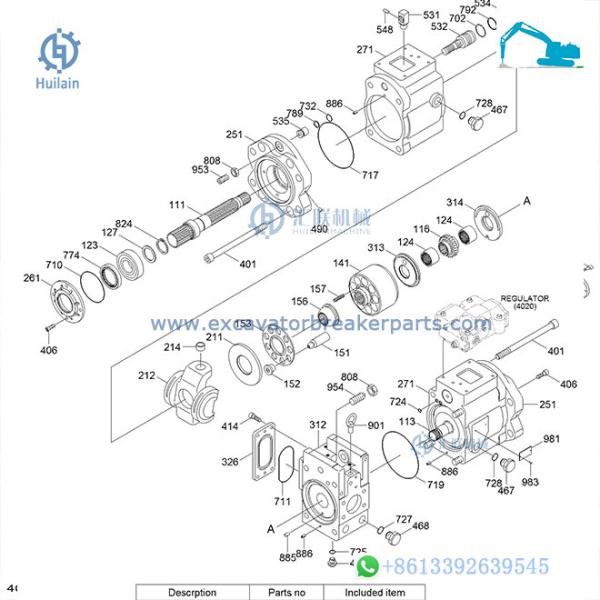 Hyundai 31Q4-10010 Robex Excavator Main Pump KAWASAKL KPM Hydraulic Pump Parts