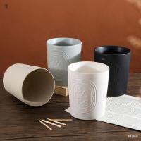 Multi do frasco de Matte Embossed Empty Ceramic Candle colorido com tampas de madeira