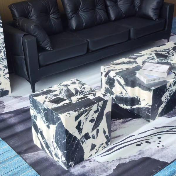 French Black Marble Coffee Table Long Lifespan For Indoors Decoration