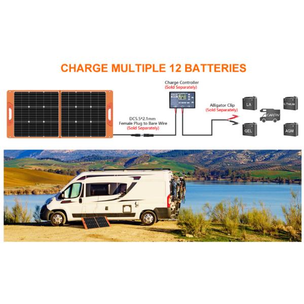 100 Ваттовое складное солнечное одеяло Портативные солнечные панели для наружного использования