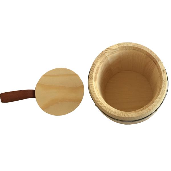 Customized Logo Acceptable Wooden Tea Coffee Sugar Canisters Set Barrel Shape
