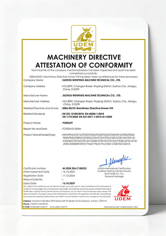 SUZHOU WENPENG MACHINE TECHNICAL CO., LTD. Certifications