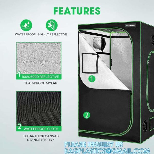 Grow Tent, Growing Room, 600D Mylar Highly Reflective Aluminum Hydroponic Plant Growing Tent Insulation Grow Room