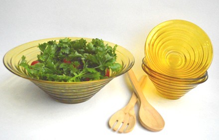 glass salad bowl set