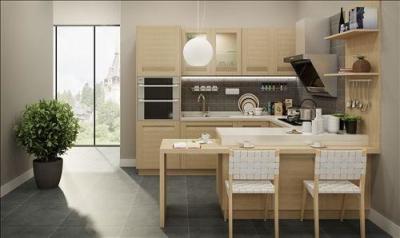 PVC Prefinished Home Particle Board Kitchen Cabinets With Laminate Edging Strip