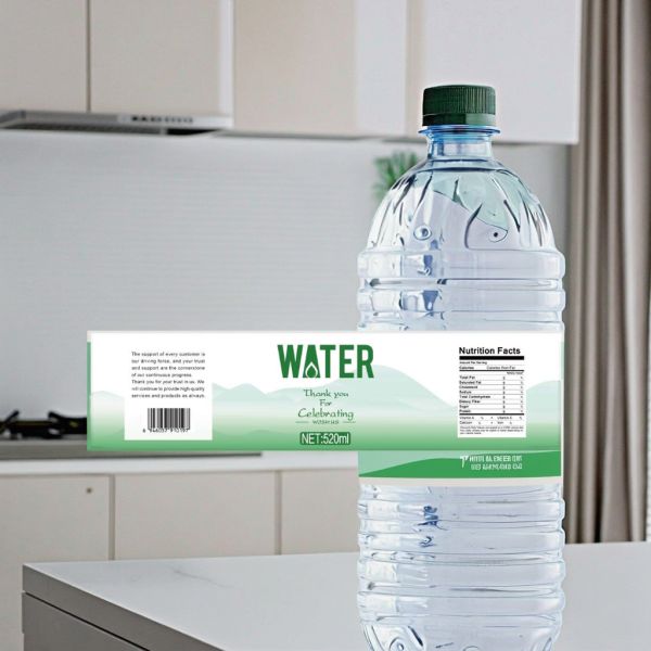 Custom Sticker Printing Mineral Water Bottle Label Neck Packaging Waterproof Label Sticker for Water Bottle