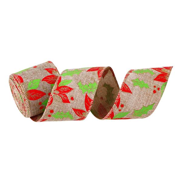 MSD Customized Christmas Wired Ribbon Roll 2.5 Inch Polyester Christmas Tree Ribbons