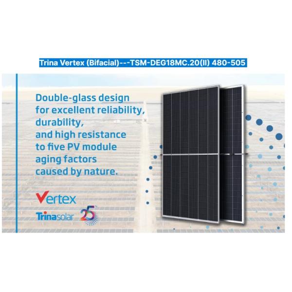TSM-DEG18MC.20 II Dual Glass Bifacial Solar Panels 480W 485W 490W 495W 500W 505W
