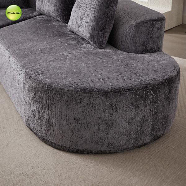 Curved Microfiber Chenille Compressed Sofa And Loveseat Vacuum Packed