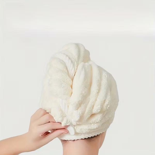 Candy Bar Hair Drying Cap - Super Absorbent Microfiber Towel with Coral Fleece Material and Comfortable Elastic Design in Customizable Sizes