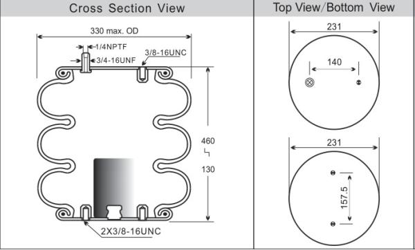 Airbags complicados triplos da mola de ar W01-358-7995/38 da suspensão 3B12-329