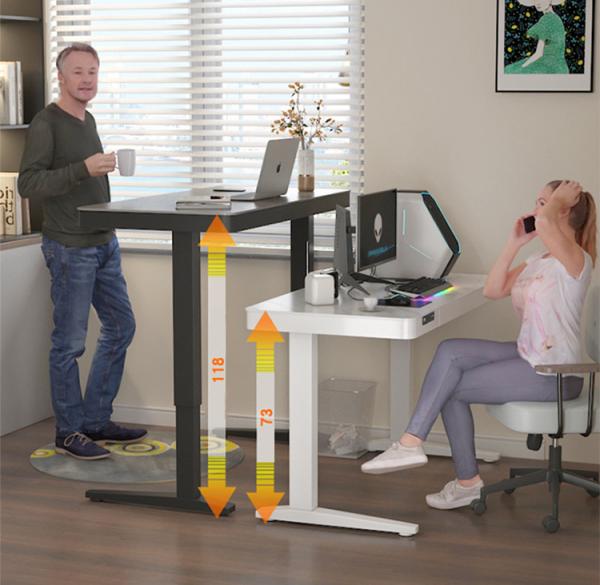 Custom Children White Wooden Marbling Furniture Desk with Electric Height Adjustment