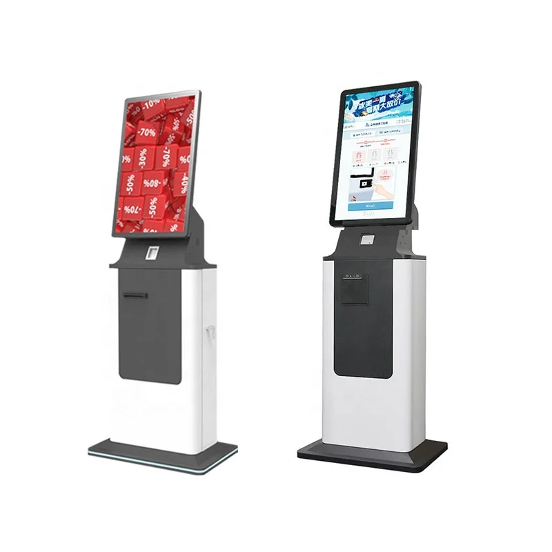 27 32 Inch Hotel Check in Touch Screen Self Payment Kiosk Card Dispenser Bill Cash Acceptor Queuing Hospital Kiosk