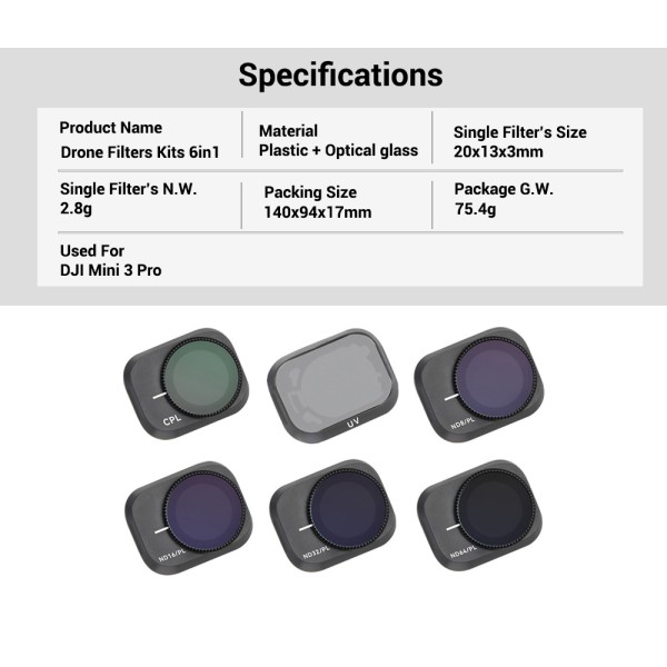 6 In 1 Drone Camera Filters Lightweight ND Filters For DJI Mini 3 Pro
