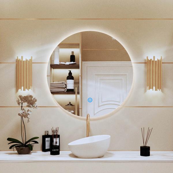 3200K Round Backlit LED Mirror Customized Smart Touch LED Mirror Silver