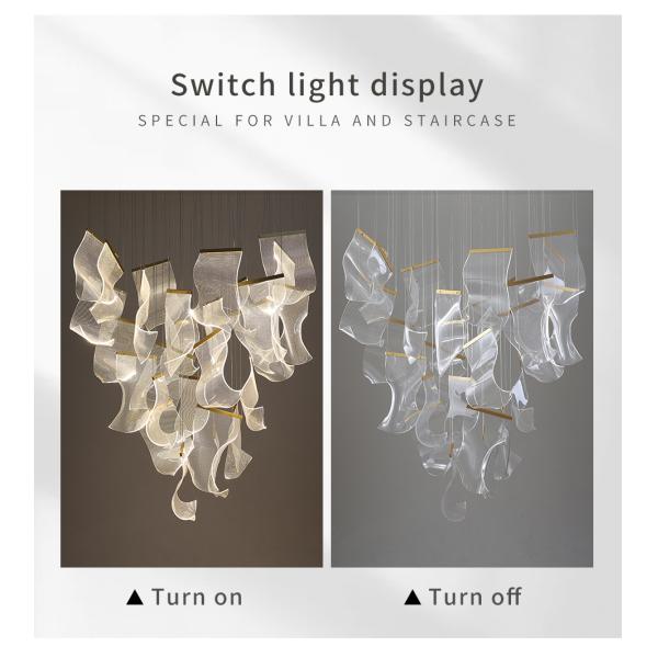 Hall Large Staircase Lighting LED Crystal Chandelier for living room hanging hallway lights(WH-NC-55)