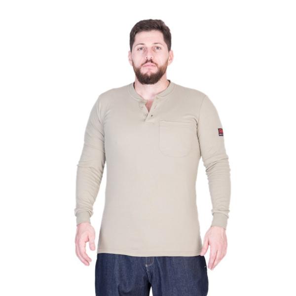 NFPA2112 FR Shirts 100% Cotton Arc Proof Welder Shirts CAT2 Henley Shirts