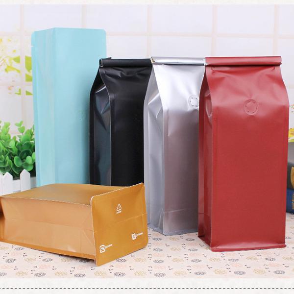 Half Pound Coffee Bean Packaging Bags , Zipper Coffee Pouch Bags Flat Bottom 90 X 255 X 60mm