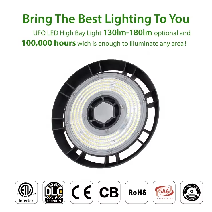 ETL certified UFO high bay light with wide voltage input and high luminous efficiency (150-190lm/W)