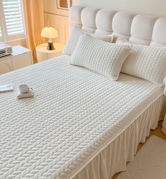 Односпальное ковровое одеяло из кораллового бархатного материала с кружевным покрытием, антистатическая хлопковая фланельная постельная юбка