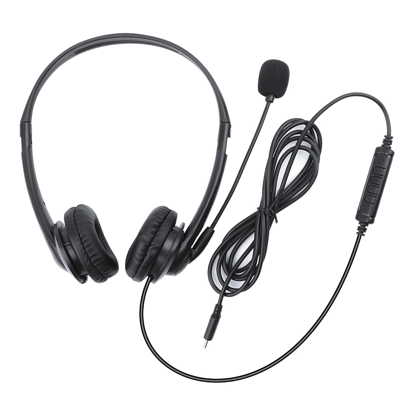 JTY-430 professional call center earphones with microphone, multiple plugs USB/Type-C/3.5mm wired earphones, comfortable to wear earphones, suitable for online learning and business conference calls