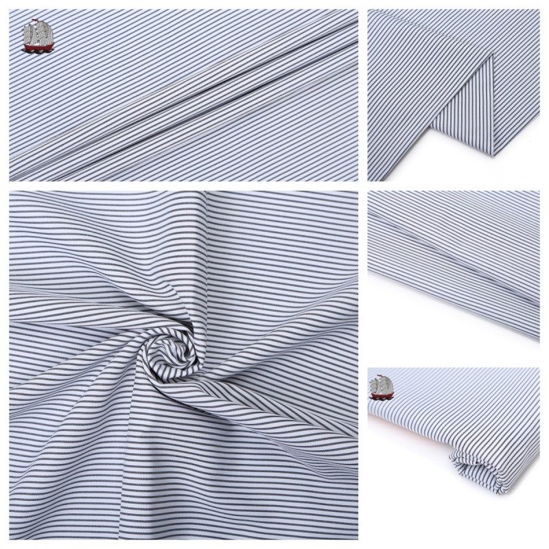 Lightweight Fine Stripe Fabric 120gsm Non See Through Fabric For Spring Shirts