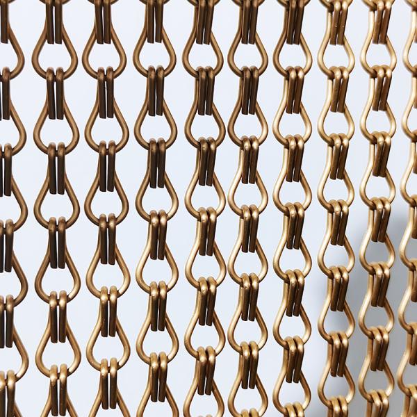 Gold  Anodized Chain Mail Decorative Metal Link Mesh Curtain Aluminium Alloy Coil Drapery