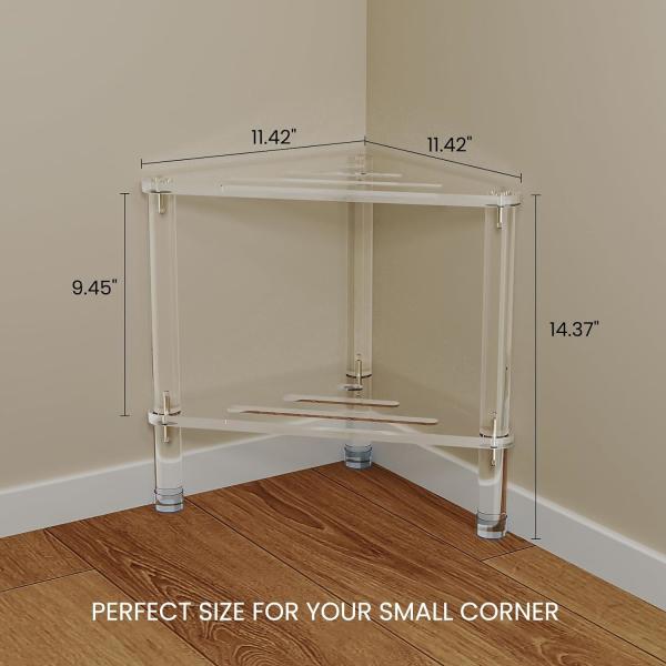 Bespoke Detachable Clear Acrylic Corner Table Lucite Shower Stool for Bathroom