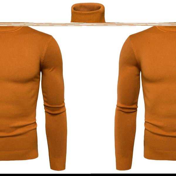 2022 Men's Solid Color Sweater with Two Lapels and High Elastic Material Function