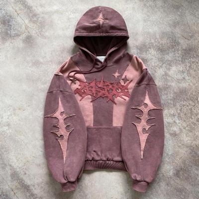 Men's/Women's/Unisex Custom Vintage Acid Washed Two Color Block Stitching Oversized Boxy Hoodie
