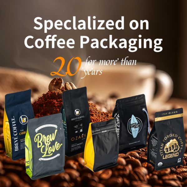 Cost Effective Tear Resistant Plastic Packaging ZipLock Square Bottom Flat Bottom Coffee Bags Coffee Pouch