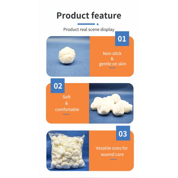 Non-woven Balls Non-sterile 5cm Gauze Balls Non-sterile Hot Sale Disposable Sterile Cotton Non-woven Organic Medical Gauze Ball