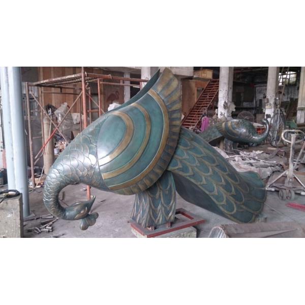 Peacock Metal Animal Sculptures Large Outdoor Garden Statues Pool Decoration