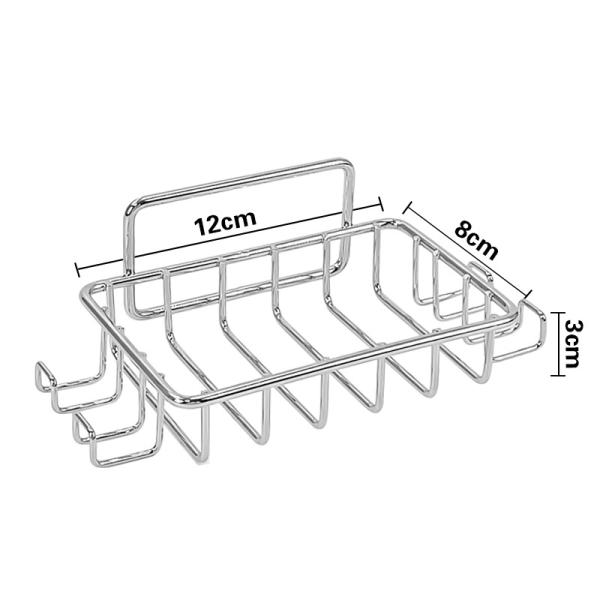 No Drilling Stainless Steel Adhesive Soap Dish Soap Holder for Shower Wall with 4 Hooks