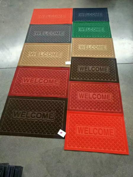 Polyester Embossed Flat Door Mat , Personalized Door Mats PVC Backing