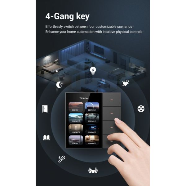 SIXWGH Smart Life Smart Touch Wall Switch 4 Gang WiFi Zigbee Panel Radar Sensor Colorful Customized Luxury Home Hotel Office