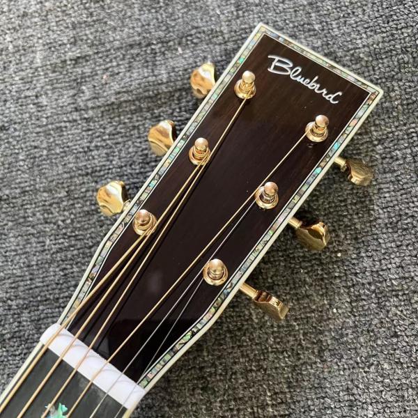 Custom Logo on Headstock, Solid Spruce OM Body Solid Rosewood Back Side Acoustic Electric Guitar Abalone Binding