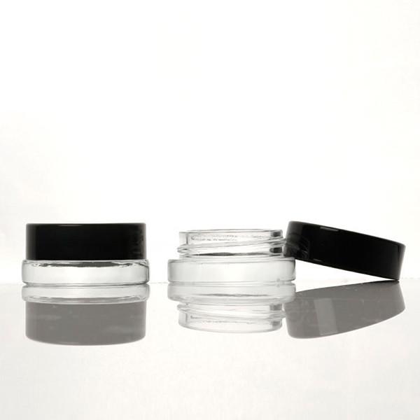 7ml Black Cap Glass Concentrate Jar Round Cosmetics Glass Container