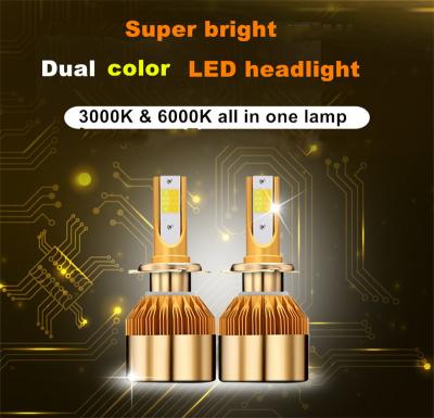 White Gold Color 12V 10000LM H4 H7 H1 H8 H9 H11 Led Car Headlight 3000K 6000K Dual Color Led Headlamp Auto Bulbs