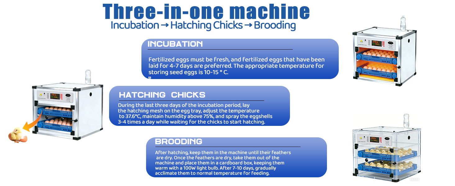 Automatic 136 Eggs Egg Incubator With Auto Turner, Digital Temperature Humidity Control & Water Refill, Incubators For Hatching Eggs For Chicken Duck Goose Pigeon Eggs
