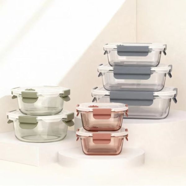 IKOO Customized Color Sprayed Stackable Glass Food Container with Vented Cool