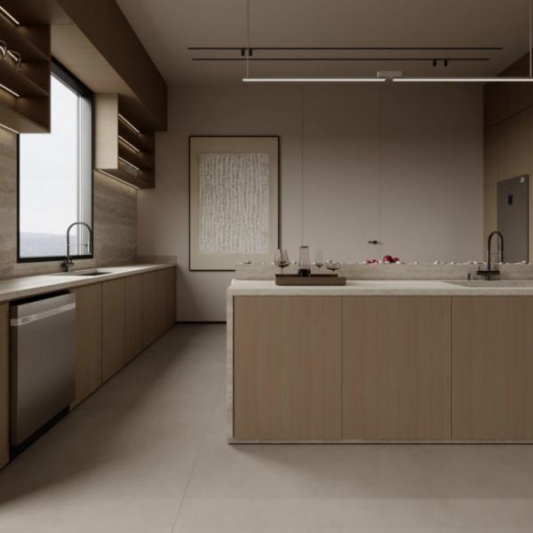 Kitchen Cabinet Supplier Handleless Wood Veneer Kitchen Cabinet