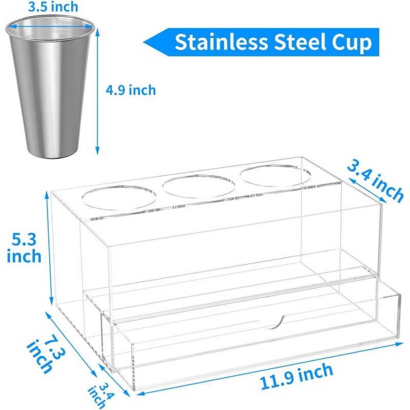Clear Black White Acrylic Hair Dryer Storage Box Bathroom Countertop Toiletries Shelf Dressing Table