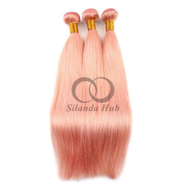 Pink Straight Remy Human Hair Bundles Sew In Weave Bundles Brazilian Bundle Deals