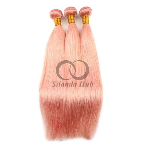 Pink Straight Remy Human Hair Bundles Sew In Weave Bundles Brazilian Bundle Deals