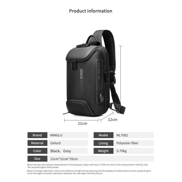 Легкая большая чёрная мужская сумка защита от кражи прочная