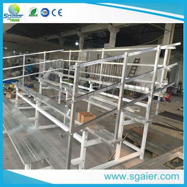 University Tiered Seating Aluminum Stadium Bleachers Mobile With Red Chair / Wheel
