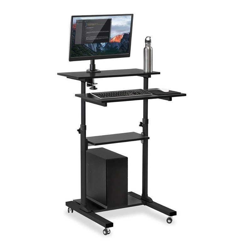 Single Movable Office Workstation Foldable Desk with Wheels and Adjustable Height
