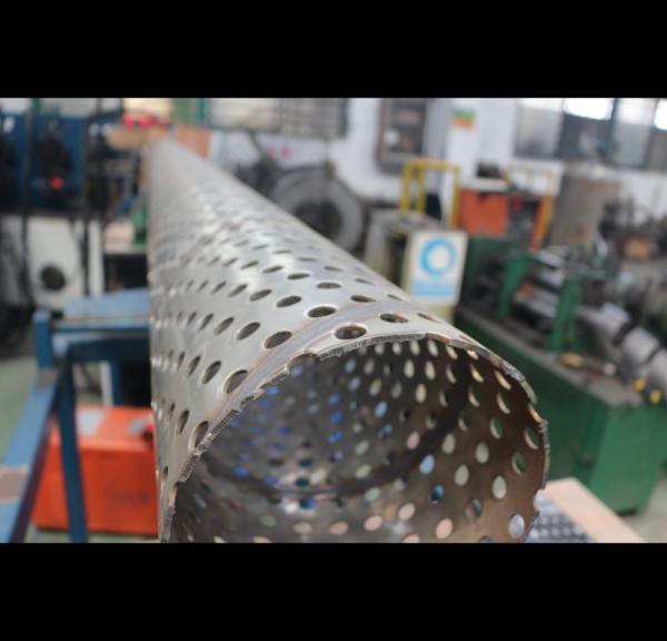 Stainless Steel Spiral Perforated Tube , Perforated Metal Pipe 316L 304 ASTM